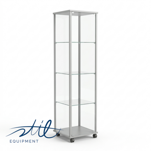 Säulen - Vitrine mit 4 Einlegeböden