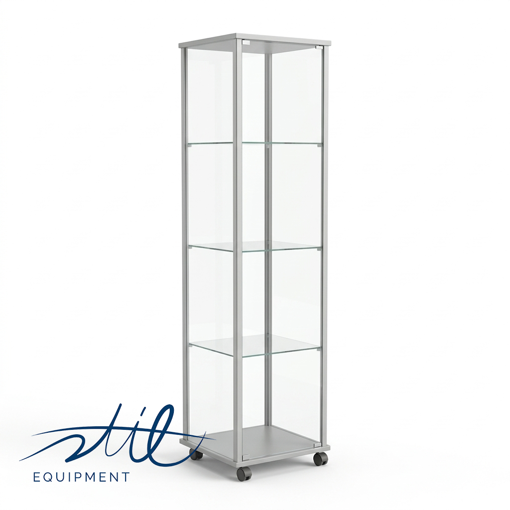 Säulen - Vitrine mit 4 Einlegeböden